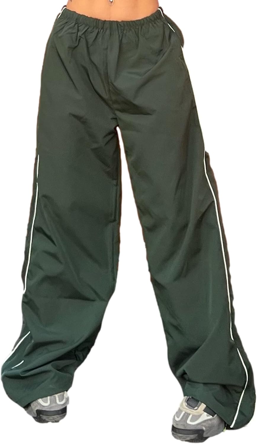 Shebote Womens Parachute Pants Wide Leg Baggy Pants Y2K Elastic Waist Jogger Sweatpants Track Pants Streetwear - Image 2