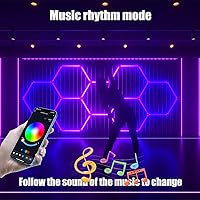 Vista 5 de Paquete de 25 luces LED hexagonales RGB para garaje, luz hexagonal RGB con multicolor, luces de pared hexagonales RGB regulables y ajustables