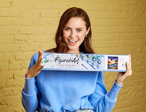 Vista 532 de Figured'Art - Juego de pintura por números, lienzo enrollado sin marco, para manualidades, para adultos, 16 x 20 pulgadas, jarrón de peonías