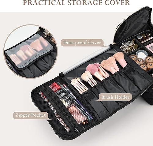 Miniatura 2 de Estuche de maquillaje grande, organizador de maquillaje, caja de maquillaje suave de 4 niveles para maquillaje de viaje, arte de uñas, extensión de