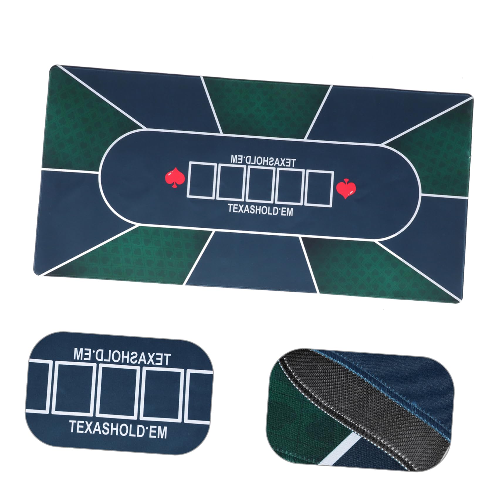 ibasenice Tapis de Poker Texas Hold’em en Caoutchouc, Rectangulaire, Antidérapant, Confortable, pour Jeux de Cartes la Maison Toute L’année