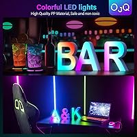 Vista 3 de OJQ Letras LED Iluminadas con Música Sincronizada de Letras del Alfabeto Coloridas - Luz de Dormitorio con Cambio de Color - Regalos de Cumpleaños