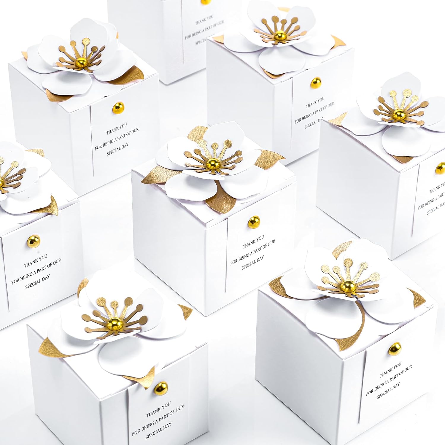 Amazon.com: Affrolling 50 Pcs Wedding Favor Boxes with Thanks Card ...