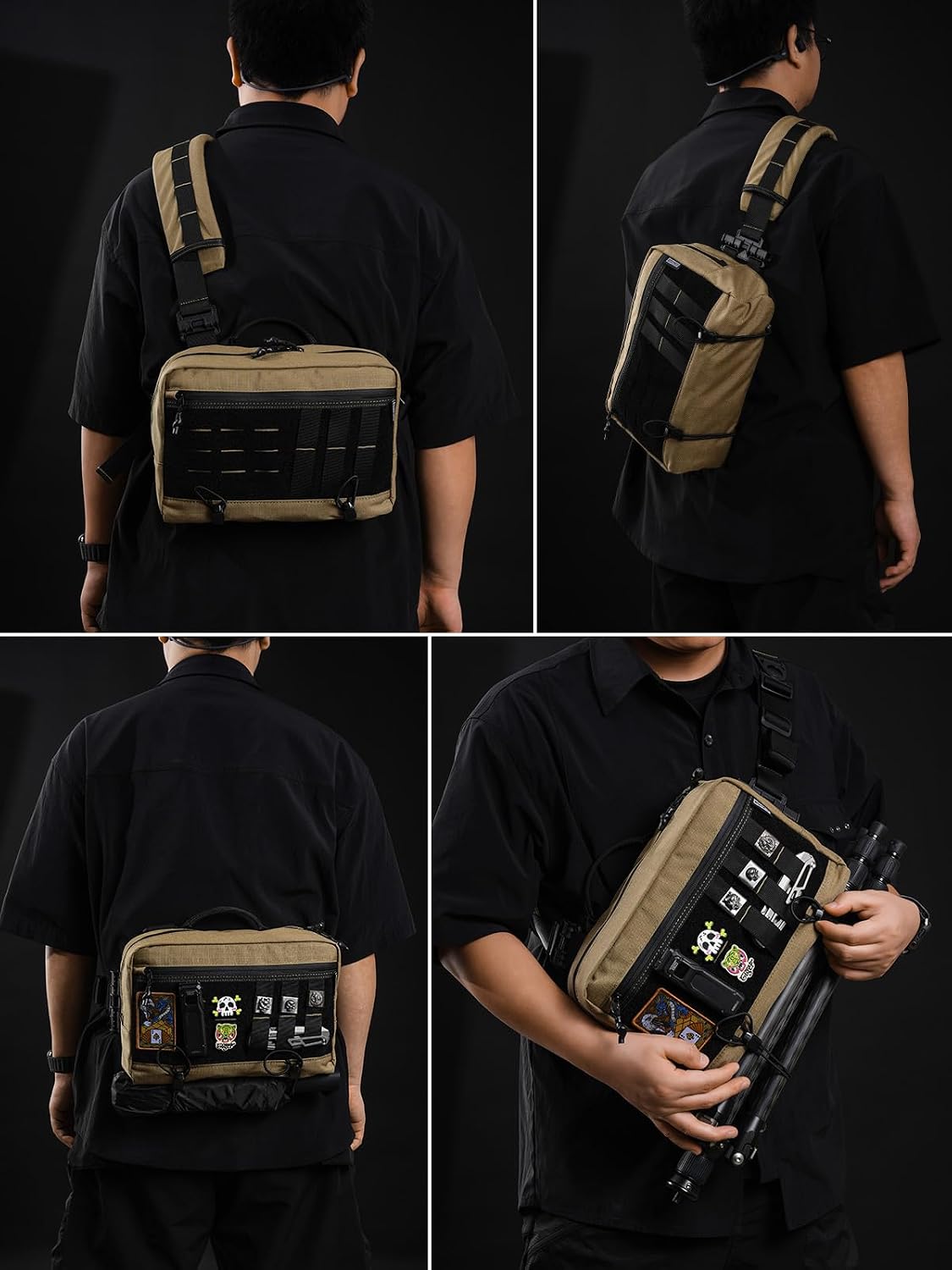 TACTICAL_GEEK L3 Pro EDC Crossbody Bag, Chest Bag with Adjustable Strap,Daily Carry Sling Pack, Large Capacity Daypack Organizer for Camera, Drones（T500 Coyote Tan）