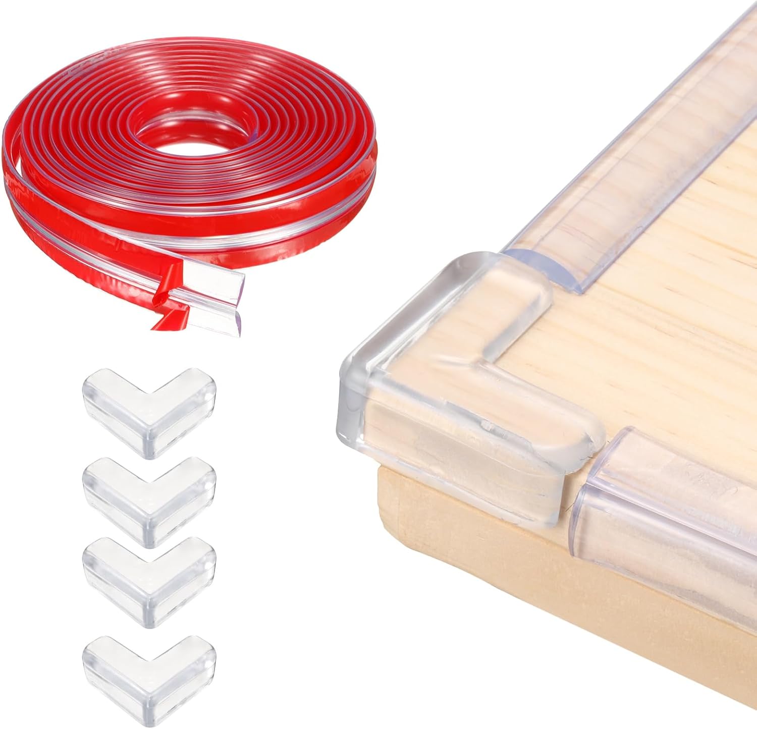 uxcell Edge Protector, 9.8ft (3Meter) x 0.8" (20MM) Clear Furniture Corner Guard PVC Strong Adhesive Proofing Edge Safety Bumpers with 4 Corners Guards for Table Cabinets