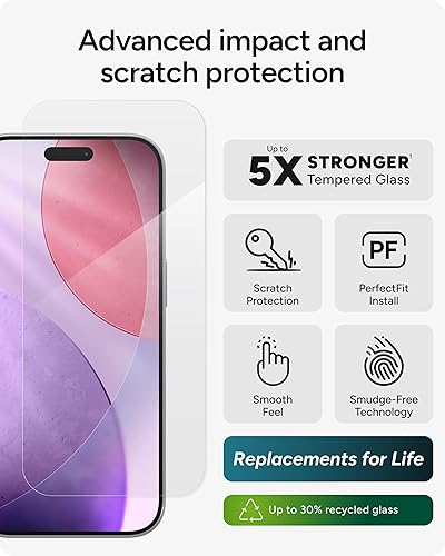 Miniatura 144 de ZAGG Glass Elite VisionGuard + - Protector de pantalla con filtro de luz azul para iPhone 11 Pro, iPhone Xs, iPhone X - invisibleShield - Protección
