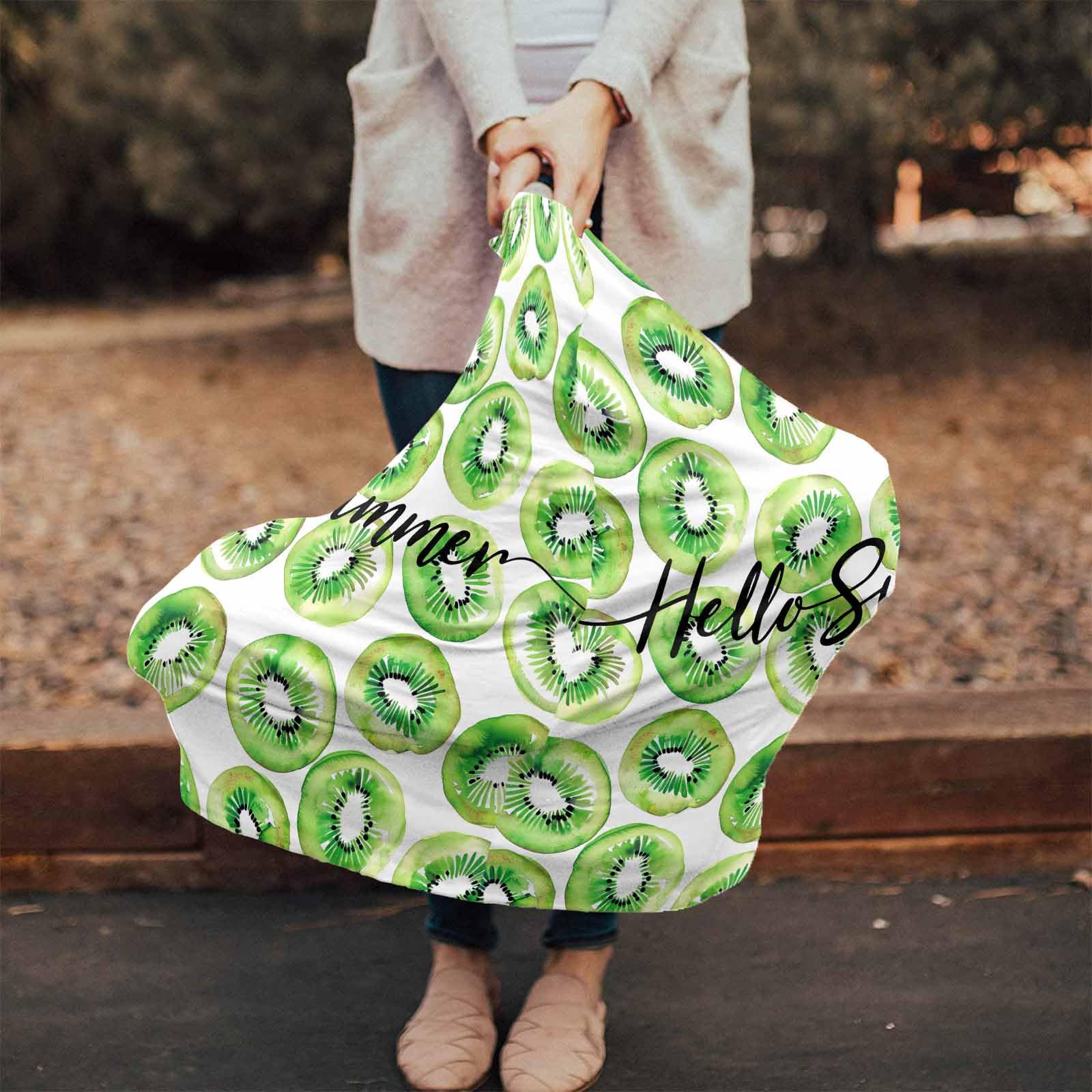 Nursing Cover for Breastfeeding Scarf, Hello Summer Green Plant Baby Car Covers Super Soft Multi Use for Canopy Shopping Cart Cover Blanket Stroller Cover