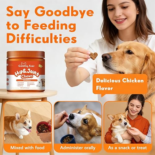 Miniatura 5 de Suplemento de cadera y articulaciones para perros, glucosamina para perros, soporte de movilidad, flexibilidad y comodidad, suplemento de cadera y