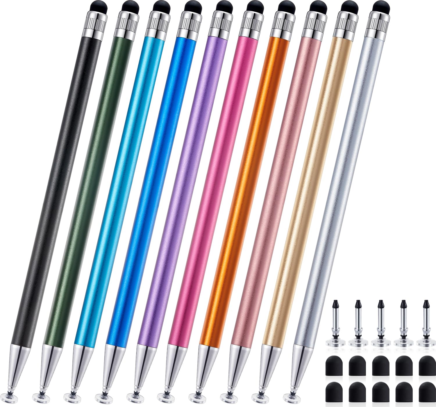 LINFANC 10Pcs 2-in-1 Stylus Pen for Touchscreen Stylus Pen for iPad Pencil | High Precision & Sensitivity, Aluminum Body, Suitable for iPad/iPhone/Switch/Android Tablets/Smartphones & All Touch Screens
