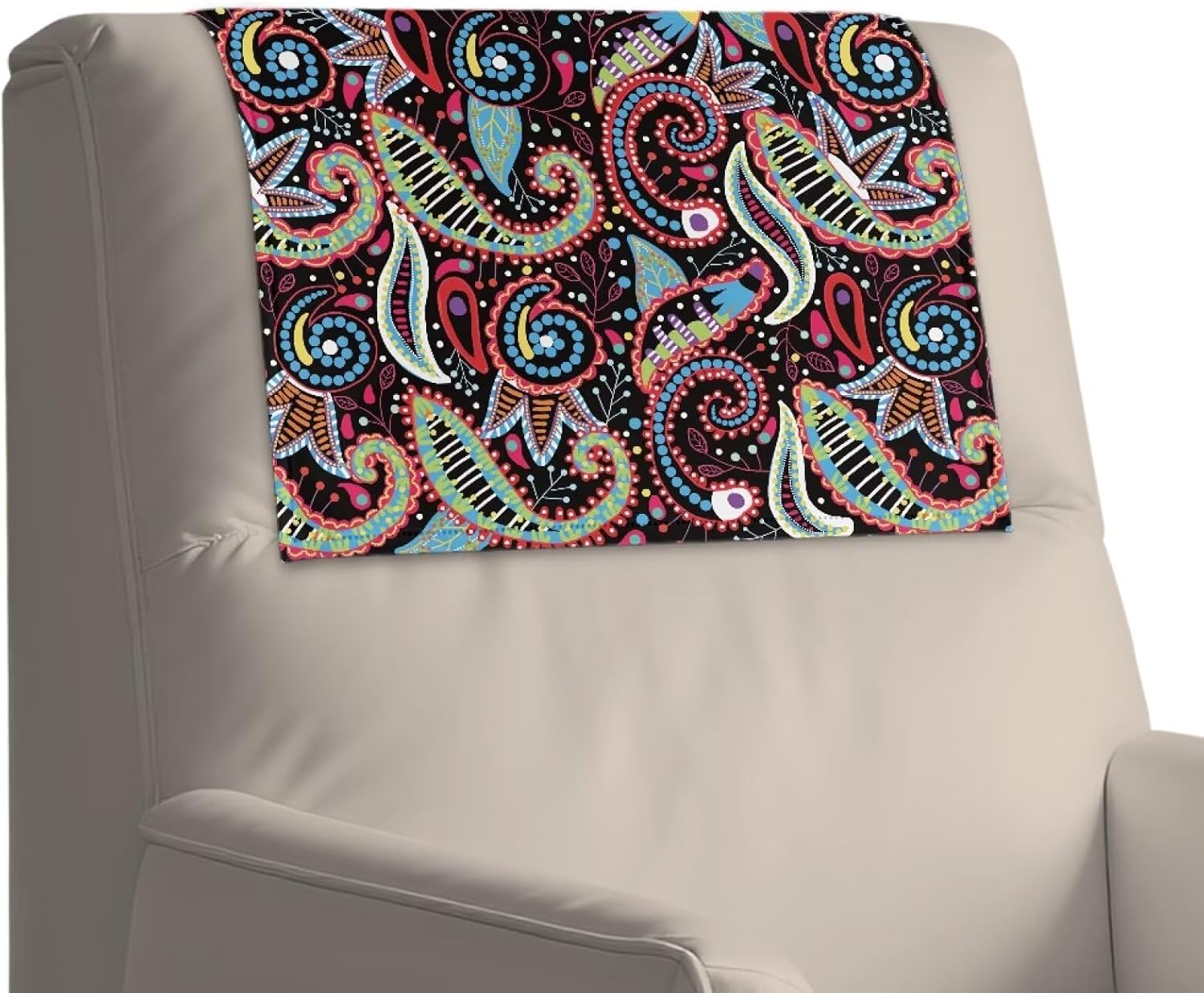 GLENLCWE Boho Floral Couch Headrest Covers, Breathable Sofa Head Rest Protector Cover Easy to Install Sofa Non Slip Headrest Cover for Loveseats Reclinter