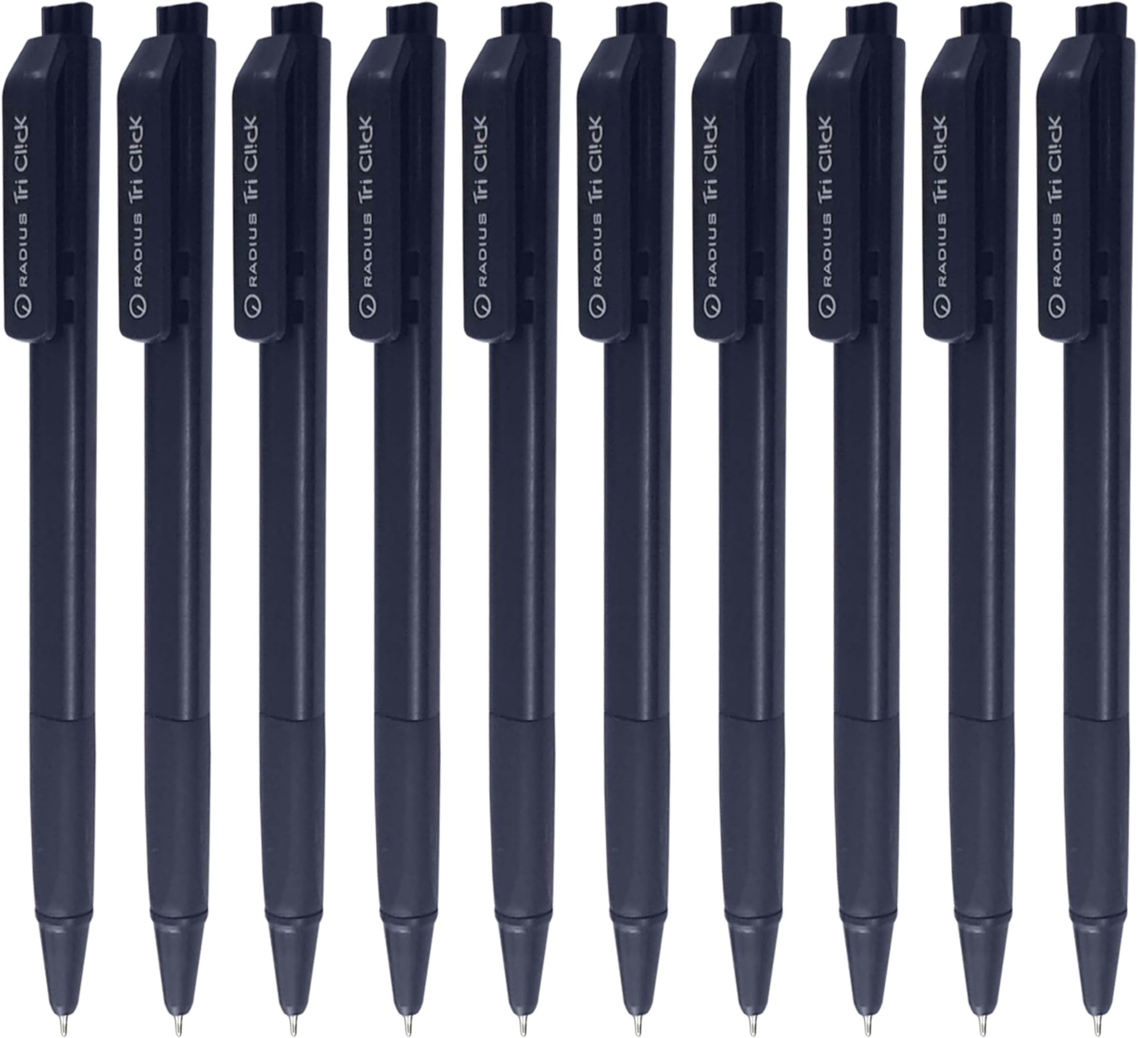 TClick Retractable Ballpoint Pens, BLACK, Fine Point (0.7mm), Pack of 50, Trio Grip, Perfect for School Office Home Hospital Doctor Nurse Use, iZOFAX