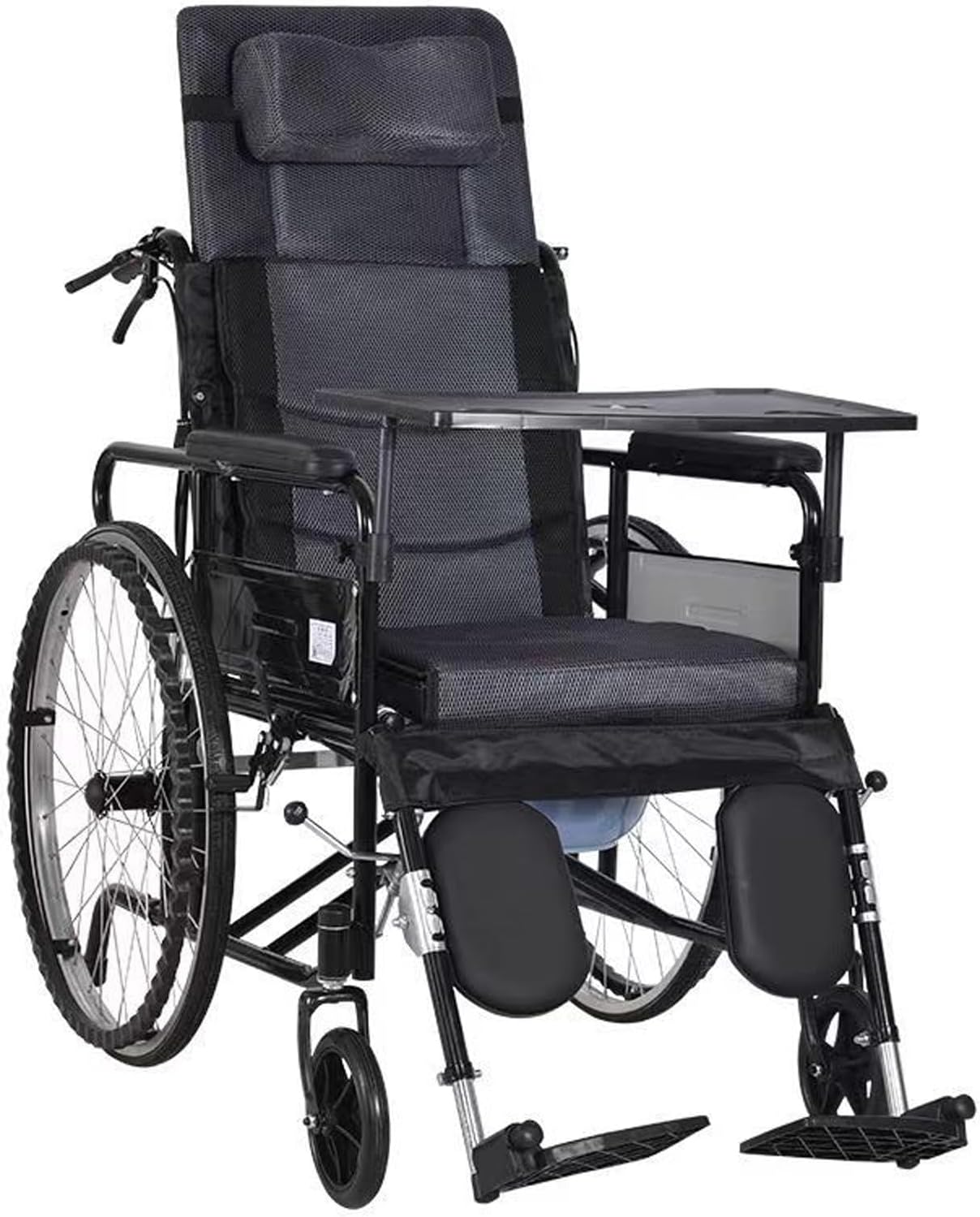 Recliner Folding Wheelchair,Lightweight, Removable Footrests and Armrests,18 Inch SeatAdults