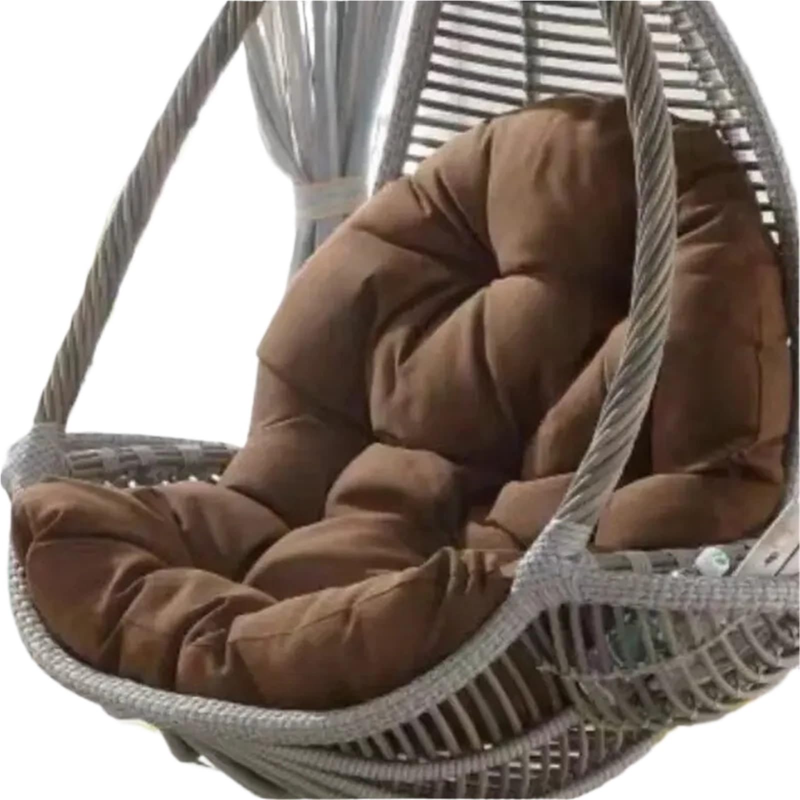 MFWHEFJ Egg Chair Cushion Round Hanging Egg Hammock Chair, Swing Seat Cushion, Thick Nest, Back for Indoor and Outdoor Patio(Brown)