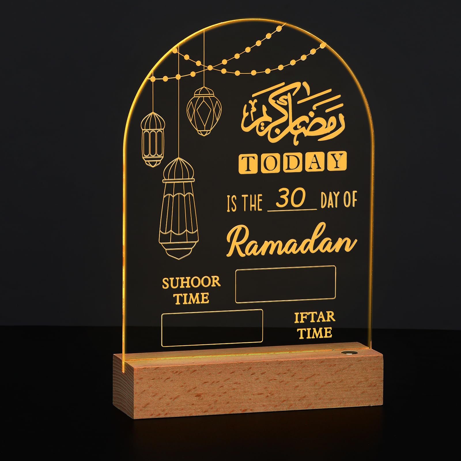 Baquler Calendario dell'avvento del Ramadan a LED con panno cancellabile, regalo per Ramadan, calendario dell'avvento 2025, fai da te, decorazione da tavola Ramadan, decorazione per la tavola del