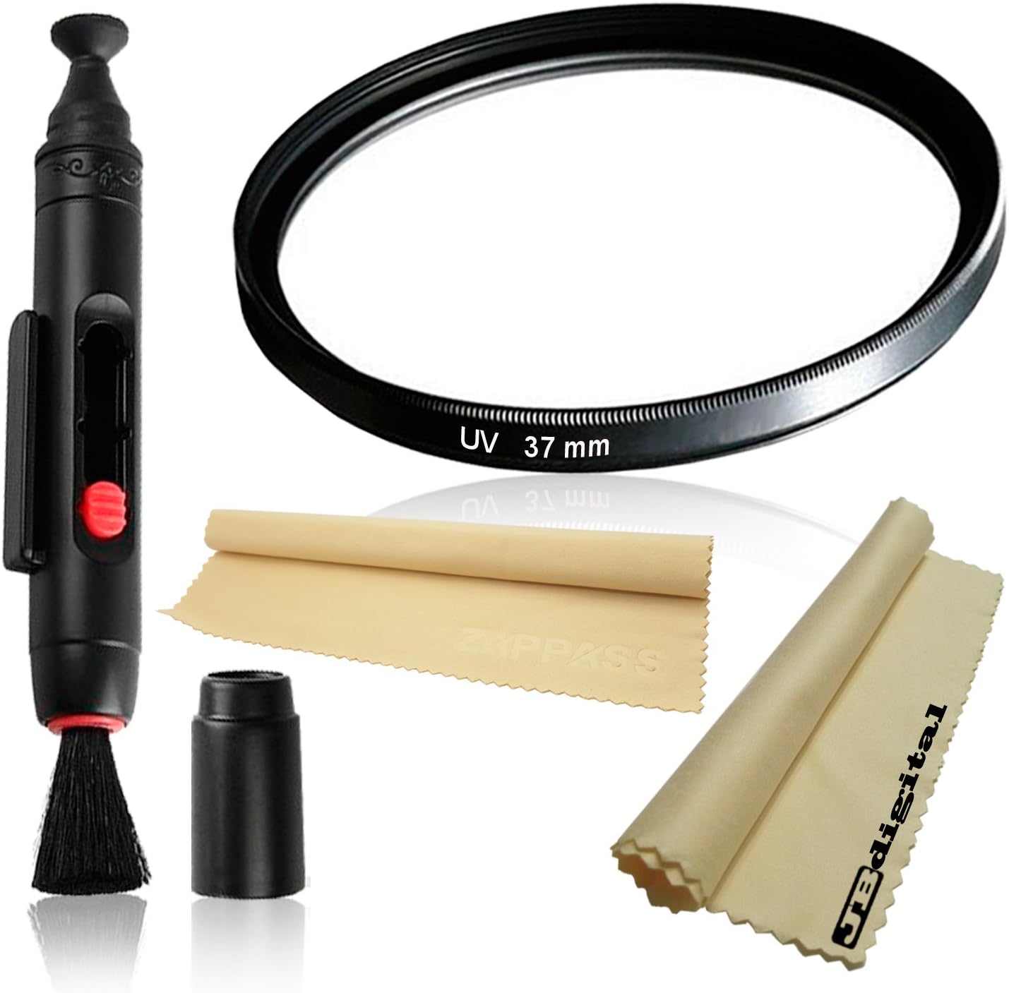 37mm UV Lens Protection Filter for Olympus PEN E-PL3/ E-P3/ E-PL2/ E-PM1, with 14-42mm Lens + Lens Cleaning Pen System + Bonus 2 JB Digital Microfiber Cleaning Cloths
