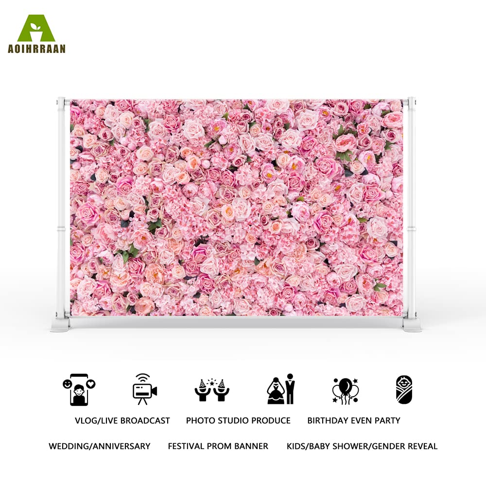 Aoihrraan 3,5x2,5m Boda Flor Pared Fondo Rosa Rosa Floral Romántico Flores San Valentín Fotografía Fondo Nupcial Ducha Madre Día Niñas Mujeres Cumpleaños Decoración Retrato Foto Estudio Accesorios
