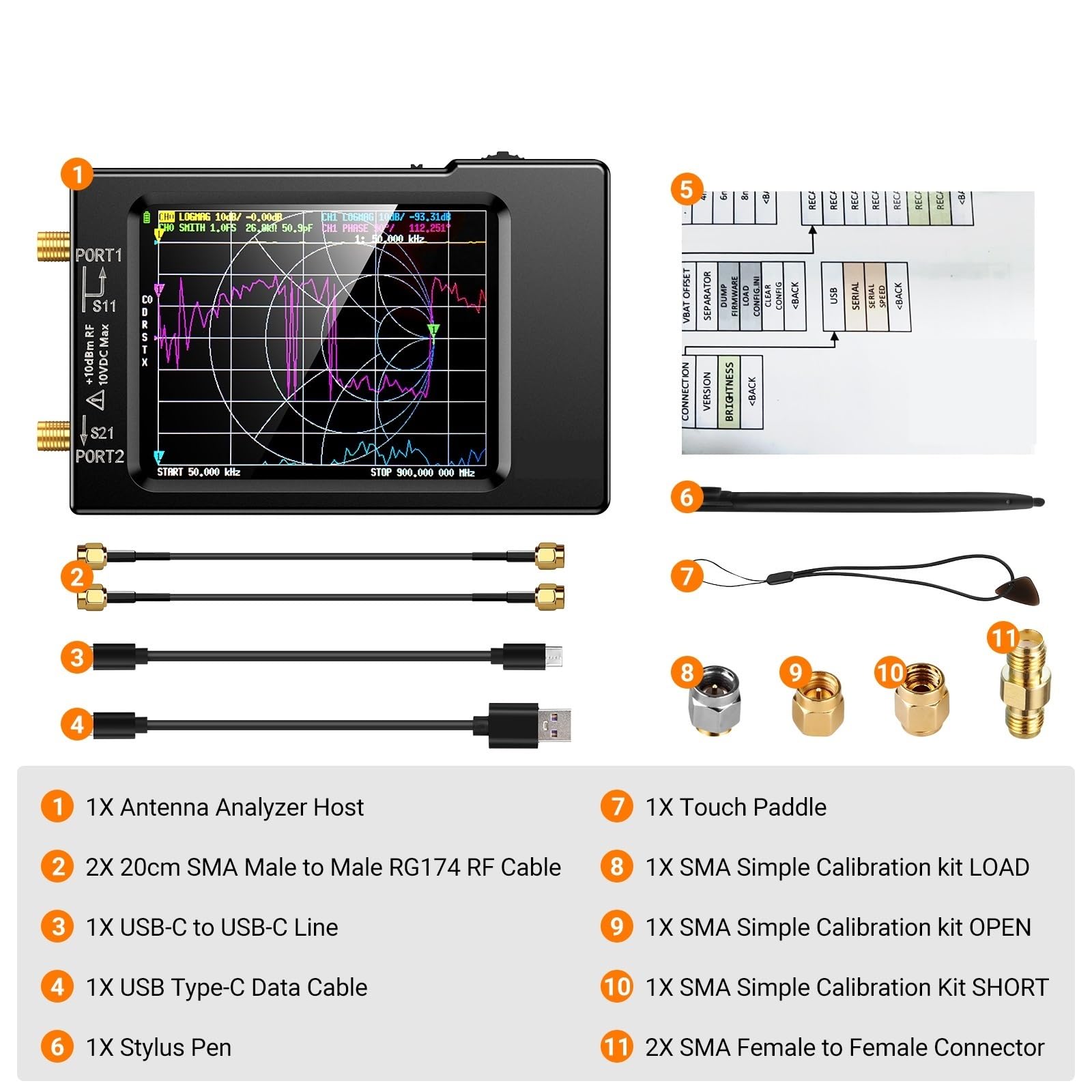 Netzwerkanalysator, Vector Network Antennenanalysator 10 KHz-1,5 GHz MF HF VHF UHF mit SD-Kartensteckplatz VNA-H Tester analysator