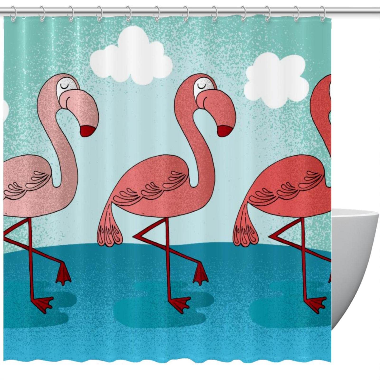 Rideau de douche flamant rose pour une ambiance spa exotique à la maison