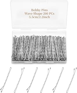 QIUTIMIY 200 Pack 2.2 Inch Wave-Shaped Silver Bobby Pins - Secure Grip Metal Hair Pins for Women, Girls & Stylists