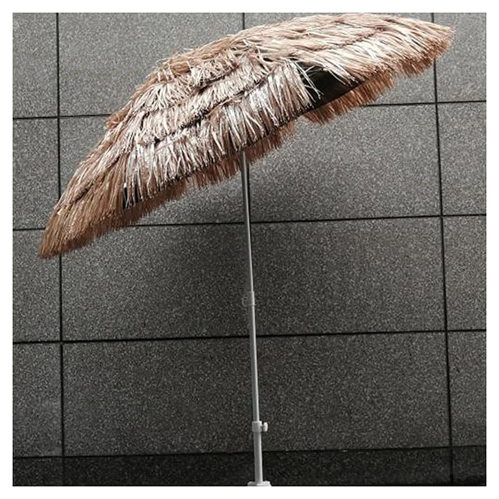 Sombrilla de rafia con base, diámetro de 160 cm, sombrilla de paja para exteriores con función de inclinación, sombrilla de playa hawaiana para jardín, mercado residencial