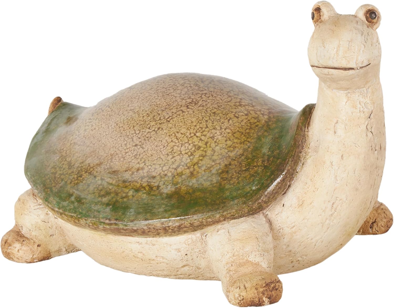 Deco 79 Magnesium Oxide Turtle Decorative Garden Sculpture Garden Statue with Green Shell, Outdoor Sculpture 12" x 10" x 8", Cream