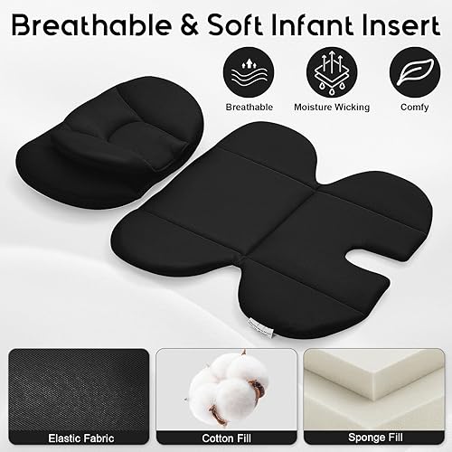 Miniatura 3 de Inserto de asiento de automóvil infantil con 2 reposacabezas para bebés prematuros a niños pequeños, soporte de cabeza de asiento de automóvil