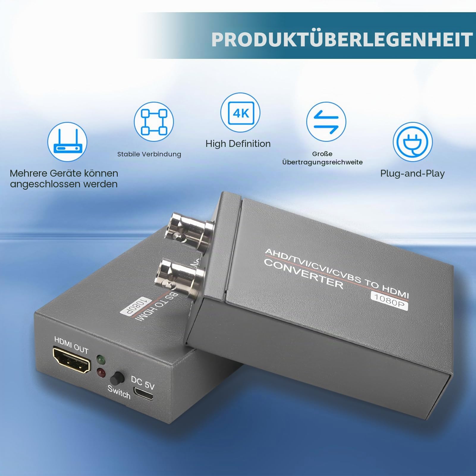 AHD TVI CVI Konverter, Full HD Video Signal Adapter