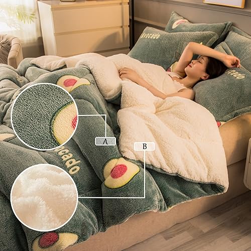 Miniatura 3 de RRNAR Edredón de invierno grueso de doble cara, edredón individual doble, mantiene el calor, edredones transpirables de cachemira de cordero para