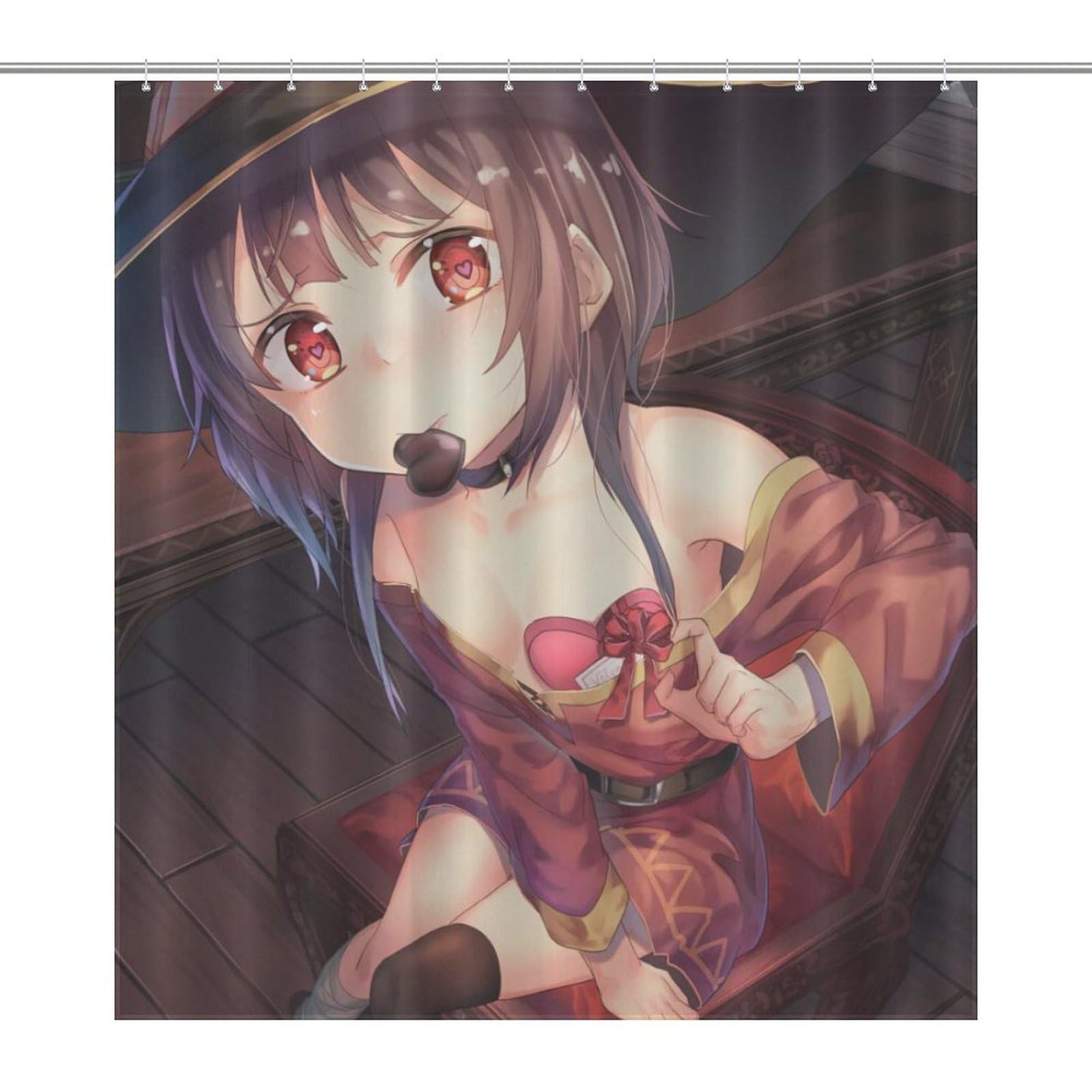 Amazon｜シャワーカーテン このすば めぐみん 66x72Inch（168x183cm