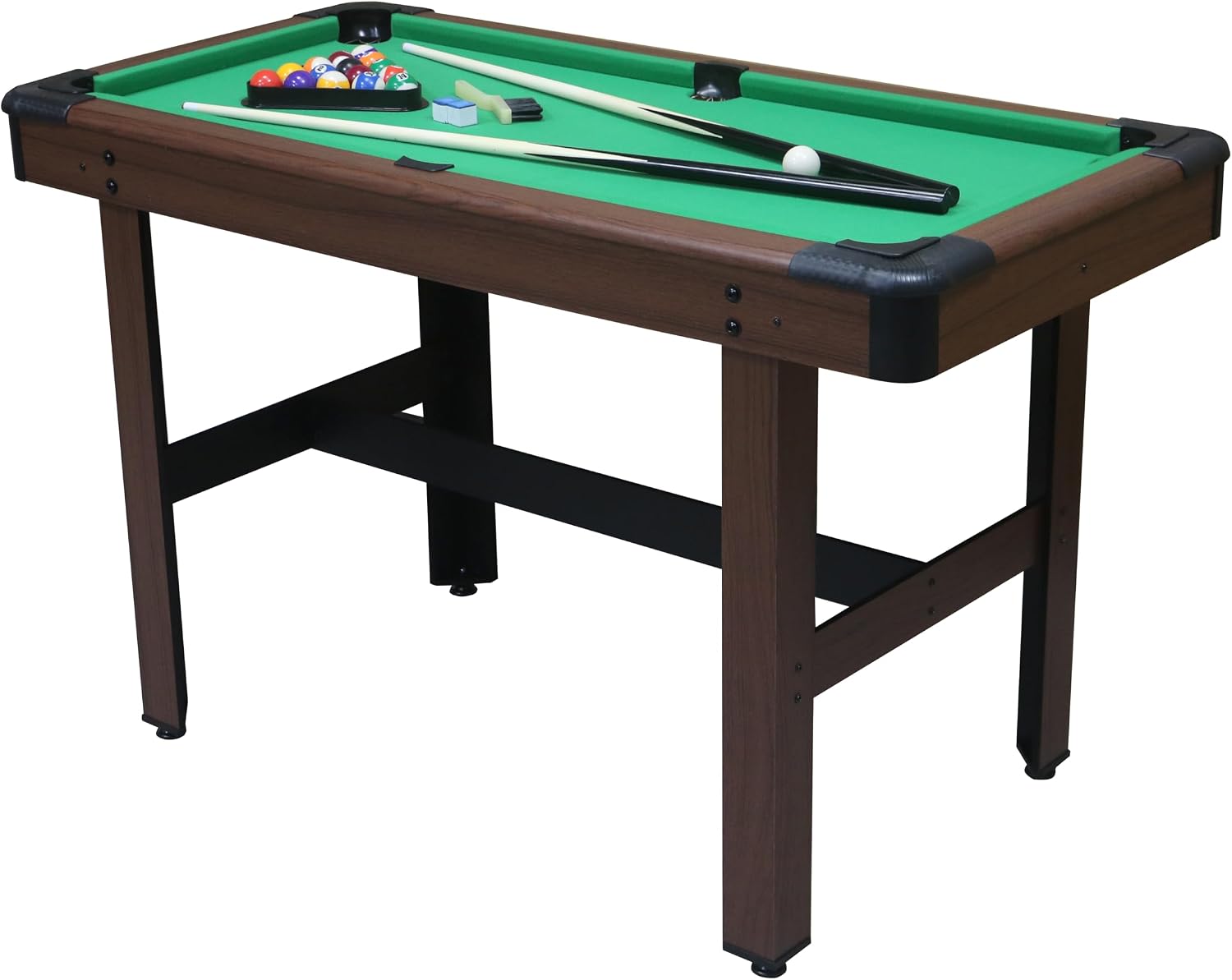 48" Pool Table, Billiard Game Table, Mini Pool Table Set Indoor & Outdoor for Game Room Family with Balls, Cues, Chalk, Brush and Triangle