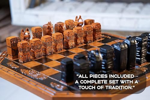 Miniatura 5 de Juego de ajedrez de madera de lujo tallado a mano, tablero de madera de roble de primera calidad, piezas decorativas y artesanales, regalo único,