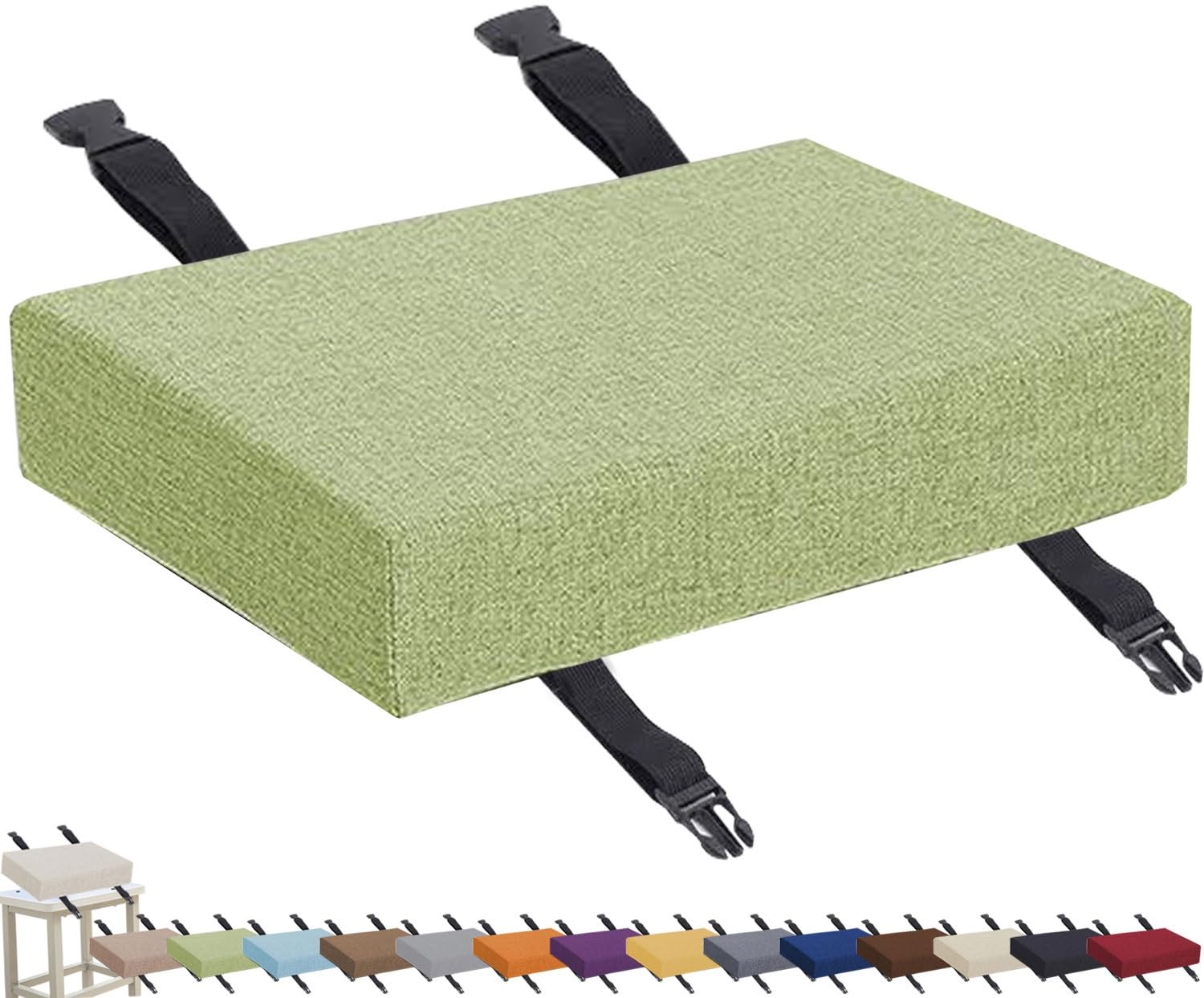 uyeoco ﻿Memory Foam Seat Cushion 3/5/8cm thick,24x34 40x45 30x40 Stool Cushion,Anti-Slip, 25/28/30/40cm Chair Cushion dining chairs with Removable Cover for Kitchen Bar Chairs(Fruit Green,40x40x8cm) — image 1