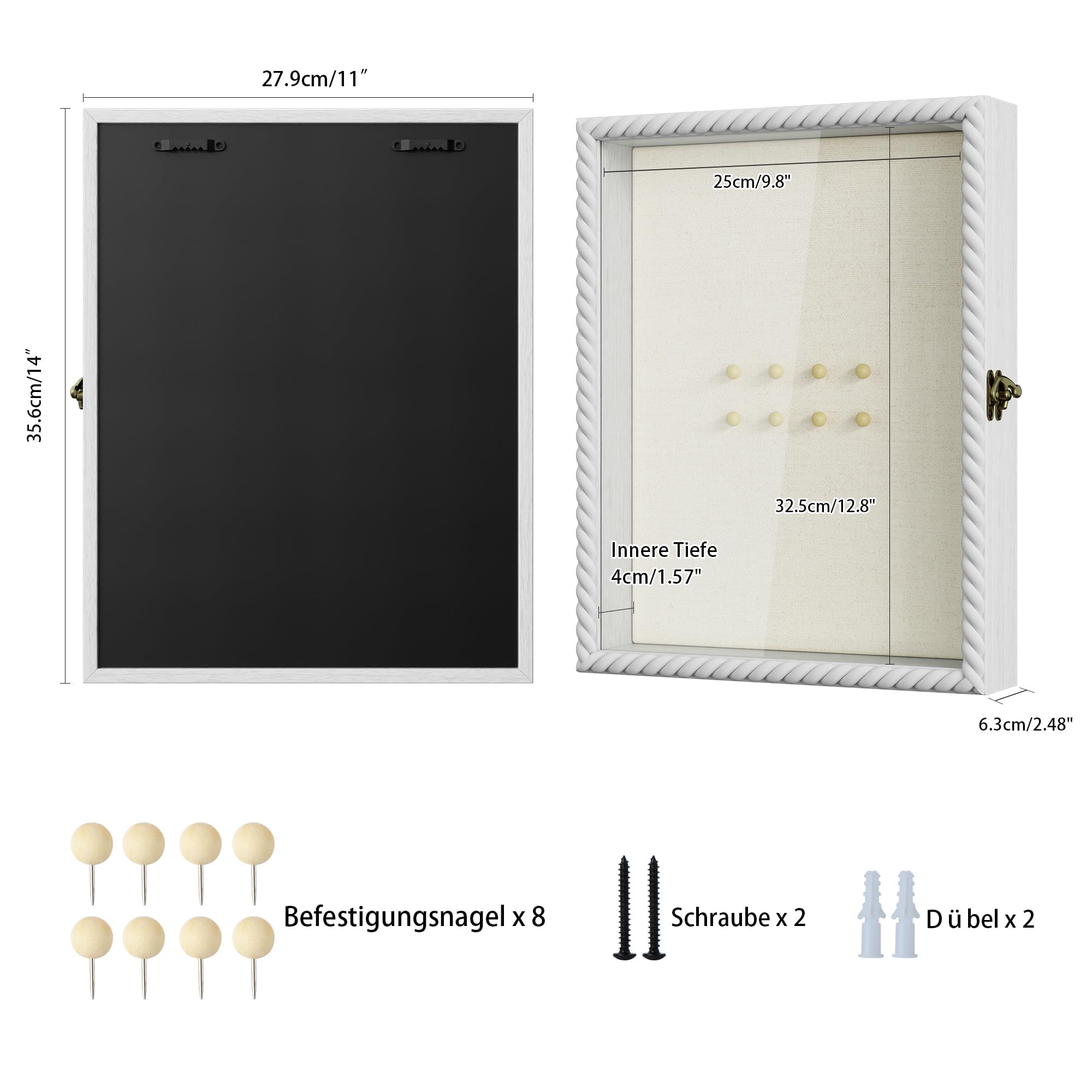 Alsonerbay Bilderrahmen Zum Befüllen 3d Bilderrahmen 28x35cm Drallform，Objektrahmen Schattenbox mit Glasscheibe Befüllbarer n für Hochzeit Taufen Reisen Geburtstag Weiß