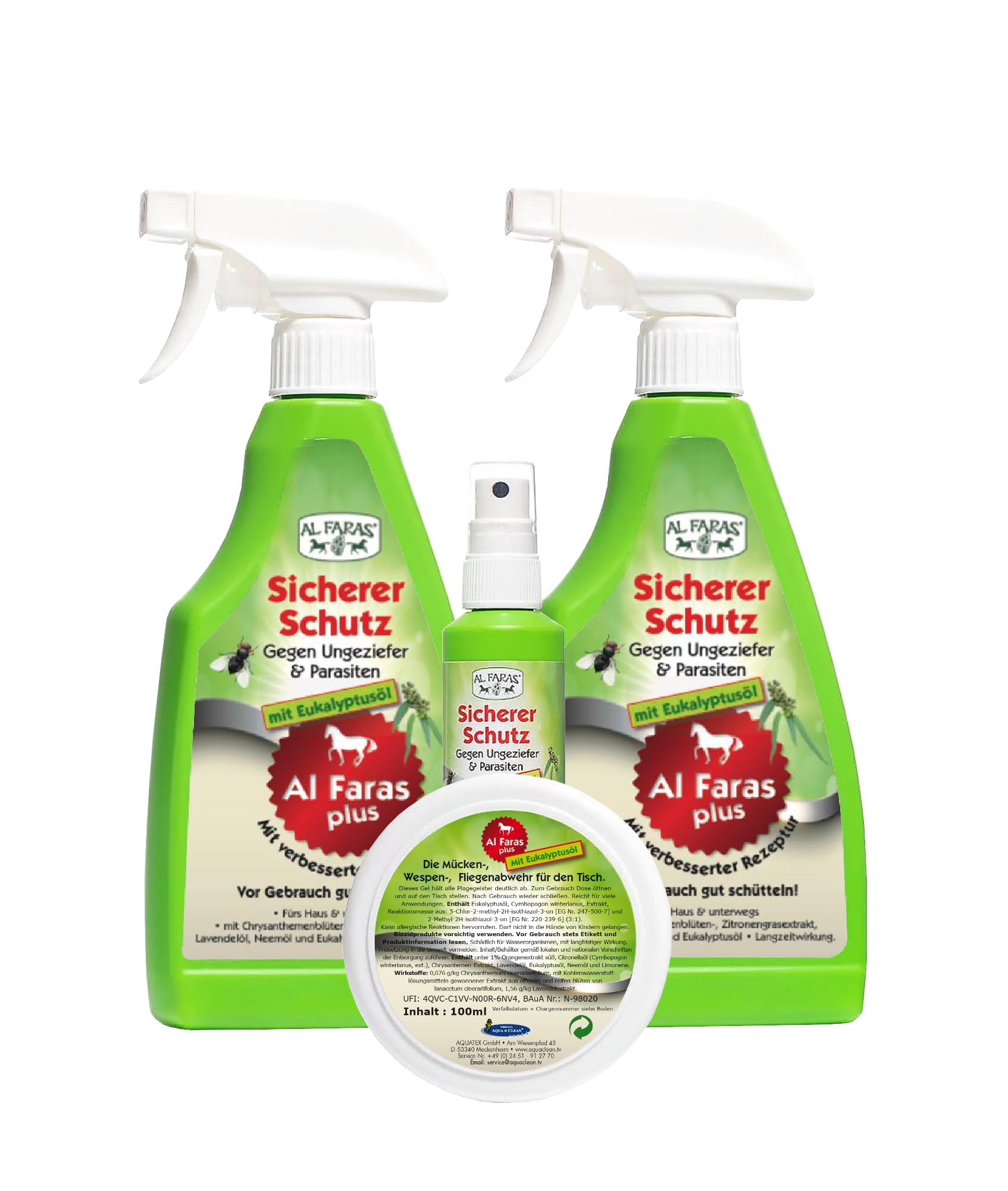 AL FARAS Insektenschutz Umgebung & Oberflächen 4er Set | Anwendungsfertige Flüssigkeit für Haus, Terrasse und Garten gegen kriechende und fliegende Insekten