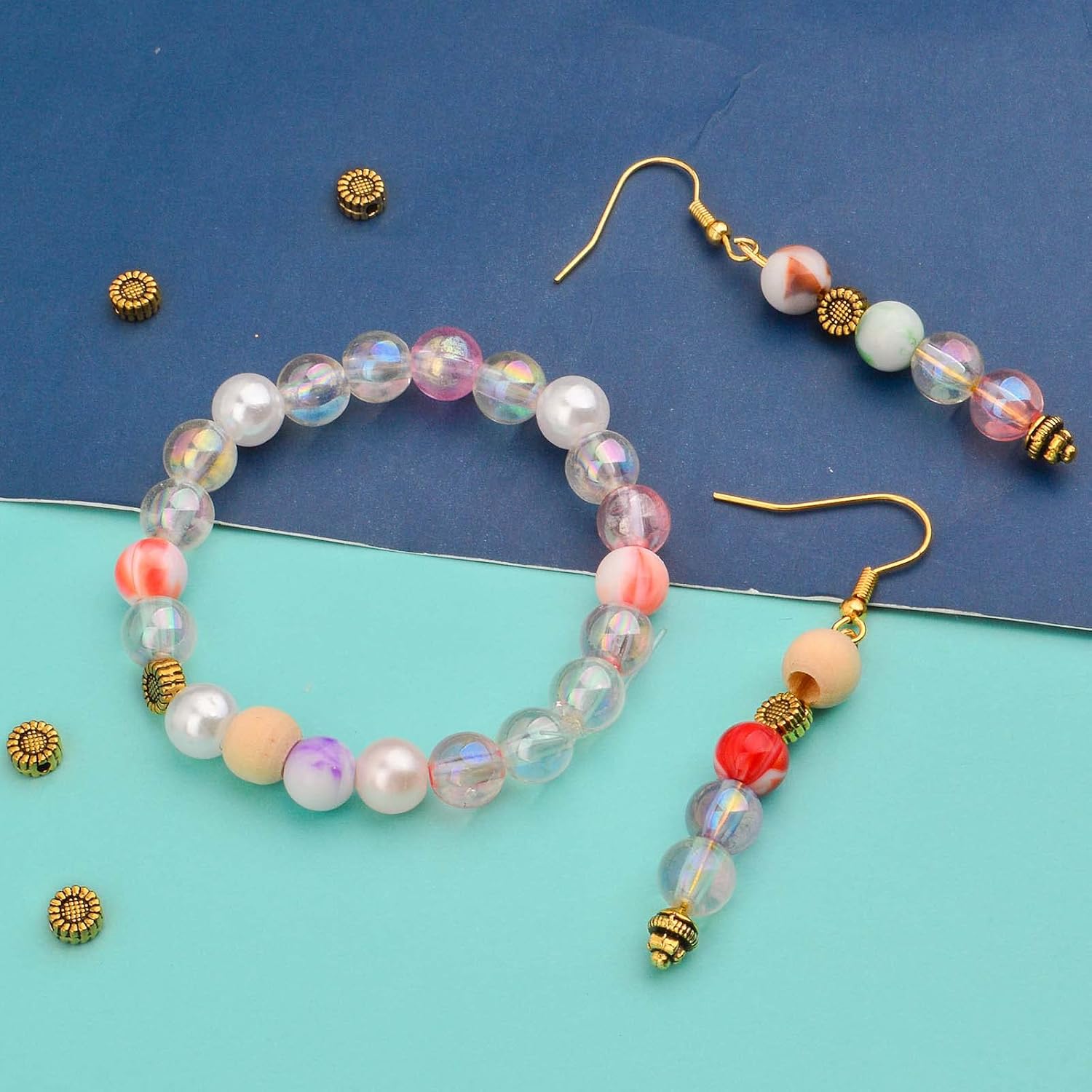 BronaGrand 100pcs Antique Golden Sunflower Spacer Beads Tibetan Alloy Round Flower Shape Beads Loose Charm Beads Accessories for DIY Bracelet Necklace Jewelry Craft Making - Image 7