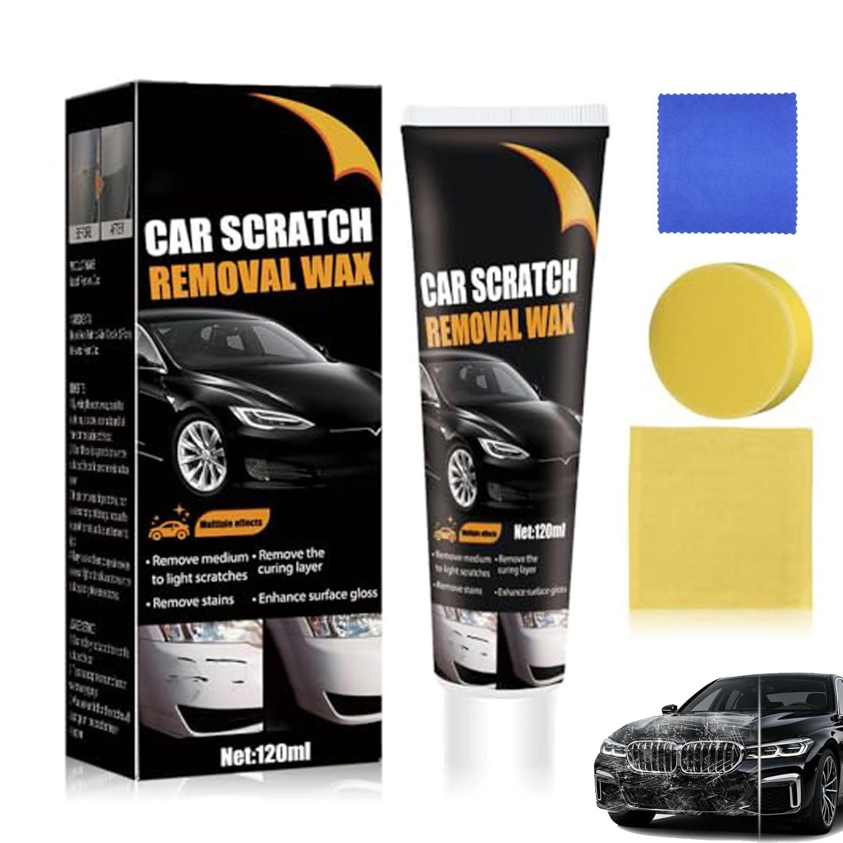 Car Scratch Remover for Vehicles, Deep Scratch Repair Paste with Polishing Wax,Wipe Sponge Car Paint Scratch Repair Polishing Wax for Deep Scratches (1pcs)