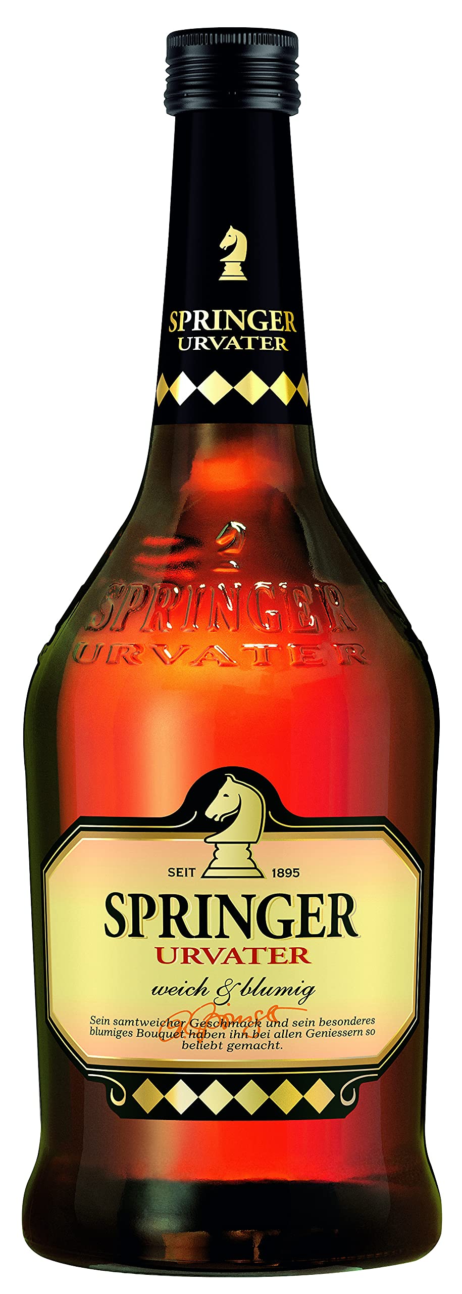 Springer Urvater | Klassischer Weinbrand mit weichem, blumigen Geschmack | Mild im Geschmack, klar in der Farbe| Purer Genuss oder als Basis für Mixgetränke | 0,7L | 28% Vol.