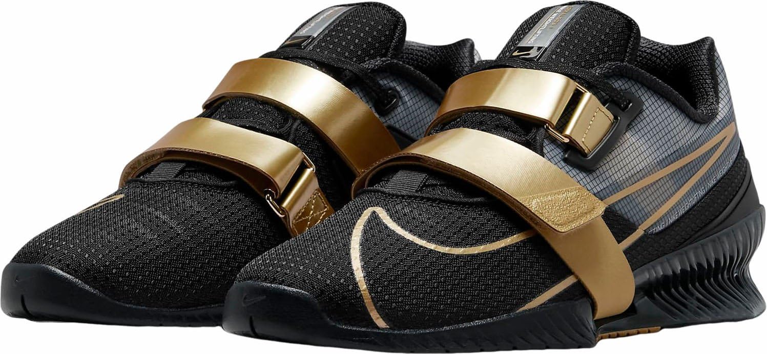 Nike Romaleos 4 Weightlifting Shoes (CD3463-001, Black/Metallic Gold/White/Metallic Gold) Size 11