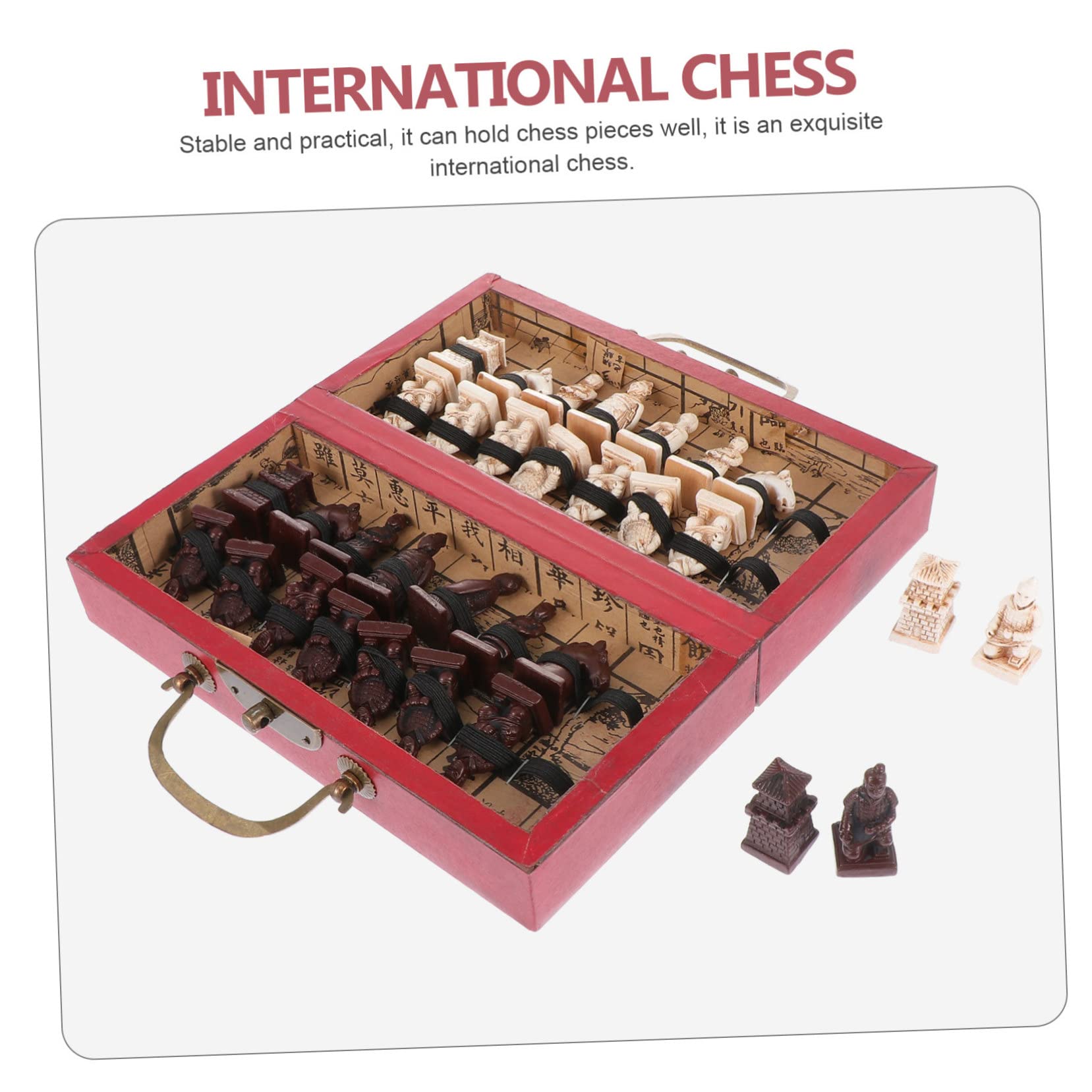 Scacchiera Pieghevole Rossa in Legno e Lega, Set 1 Pezzo | Oggetto Scenico Creativo, Facile da Trasportare, Design Stabile, per Scacchi Decorativi e Giochi da Tavolo