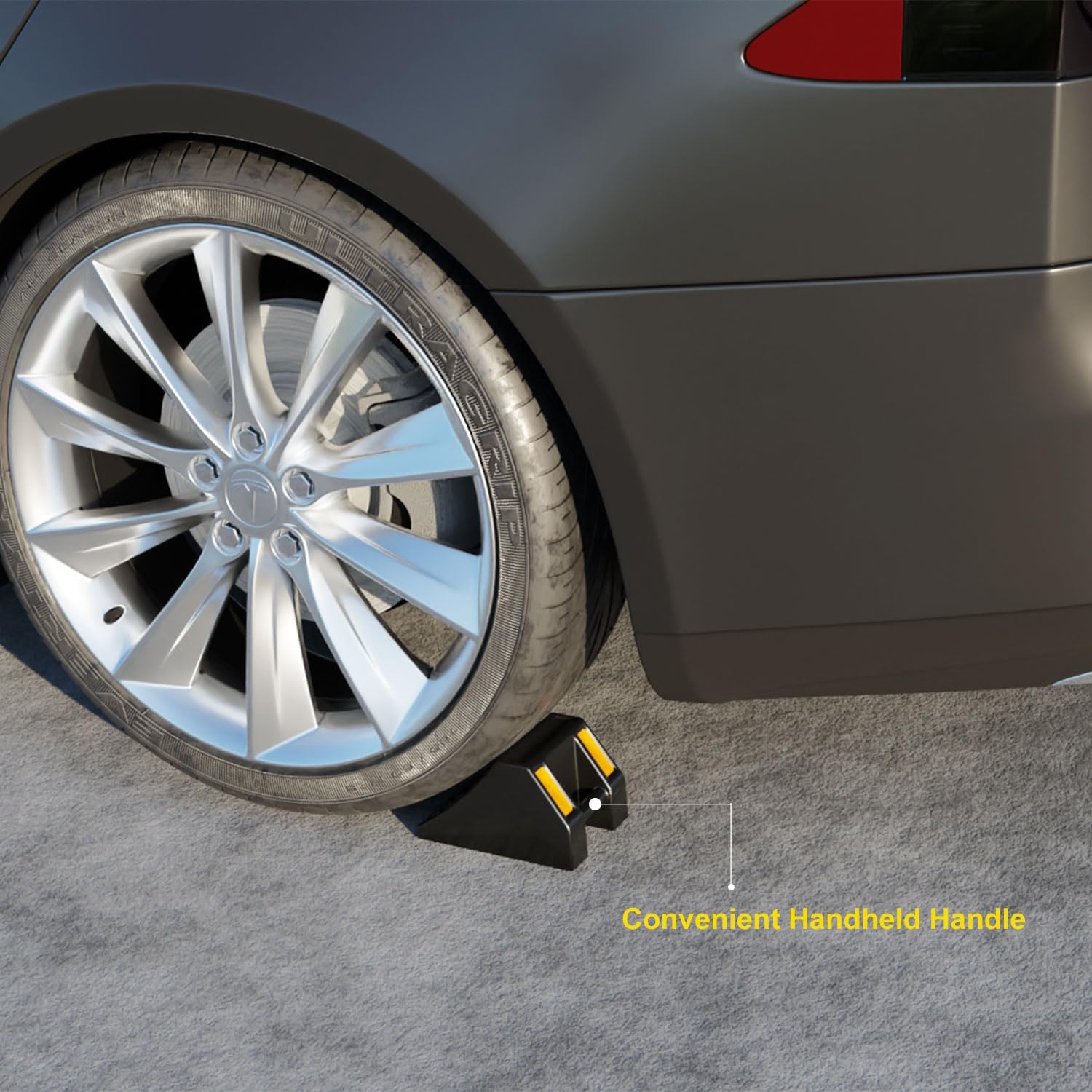 Heavy-Duty Rubber Wheel Chocks, Ergonomic Portable Durable Wheel Chock with Handle, Wheel Wedge, Wheel Stopper for Cars, Motorcycles, Travel Trailers (Small - 8Pack)