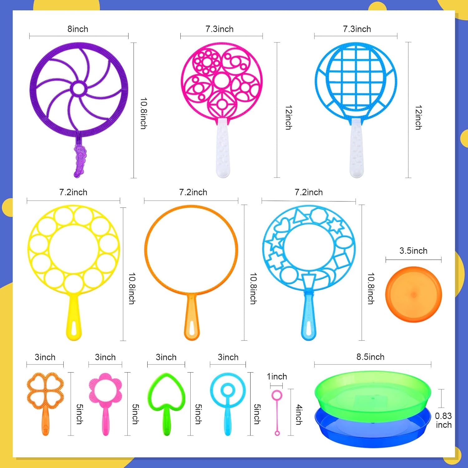 Lenwen 16 Pcs Giant Bubble Wands Kit Big Maker Large Gigantic Bubble Wands with Refill and Tray for Summer Birthday Outdoor Playtime Activity Fun Party Favors(Classic)