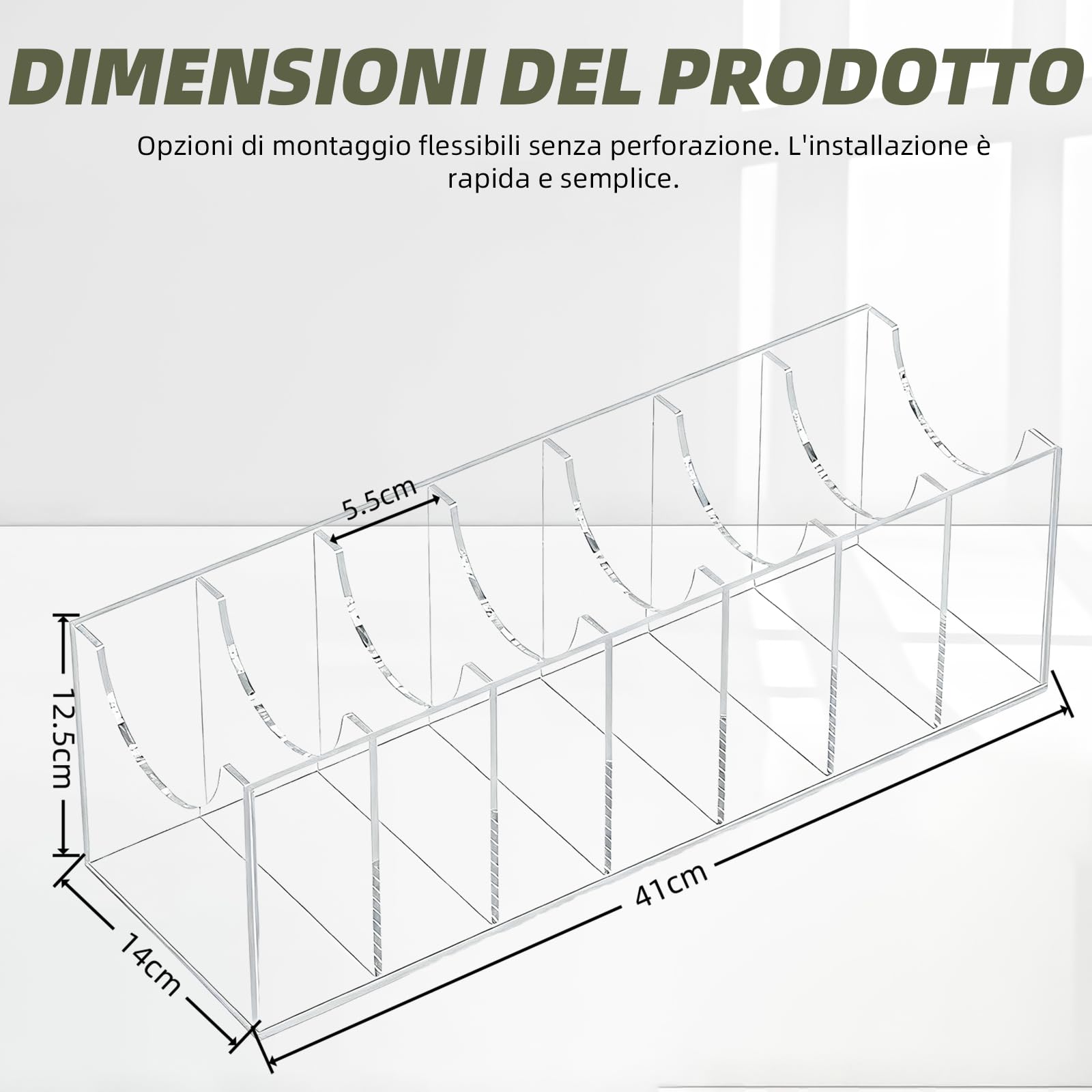 Scatola di immagazzinaggio cintura acrilica a 7 scomparti, stile cassetto cravatta e cintura portaoggetti