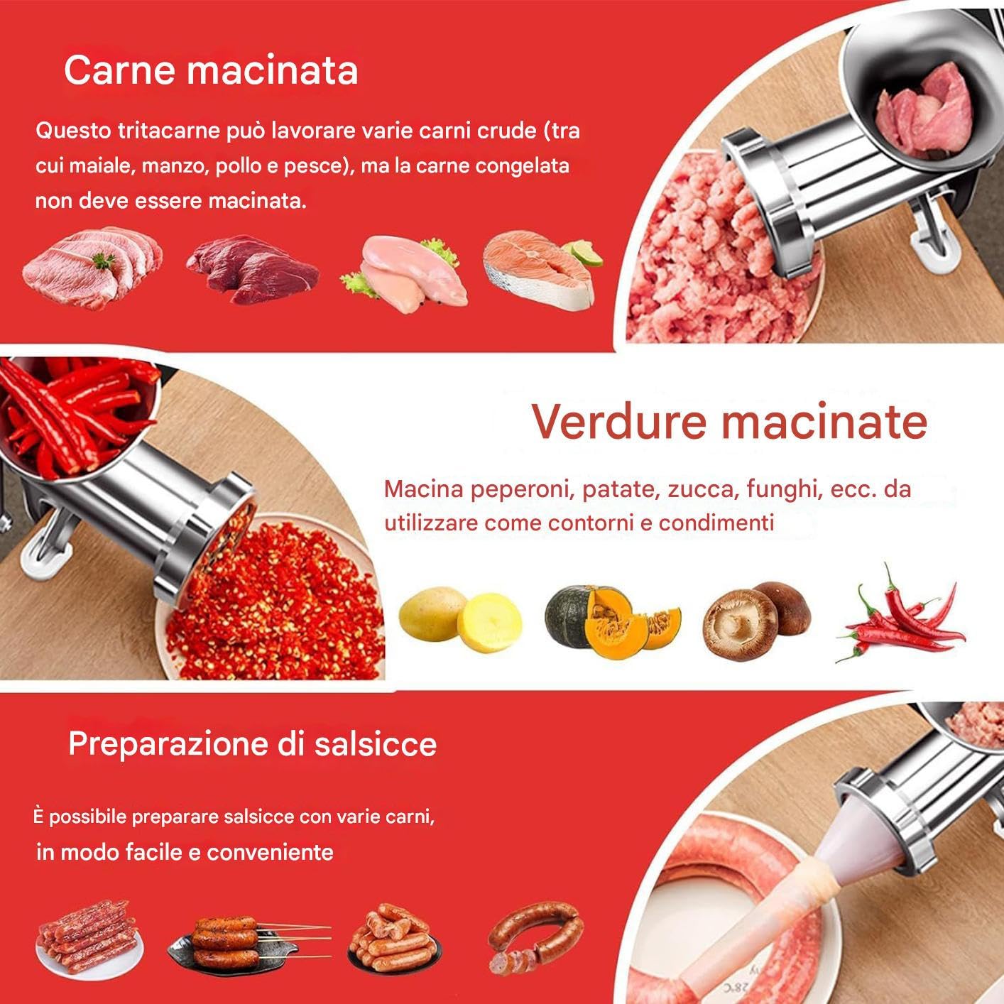 Tritacarne Manuale - Alimenti Robustissimo Manuale | Tritacarne A Manovella Per Casa | Carne Manzo Pepe Funghi Pollo Cucina Dormitorio Appartamento