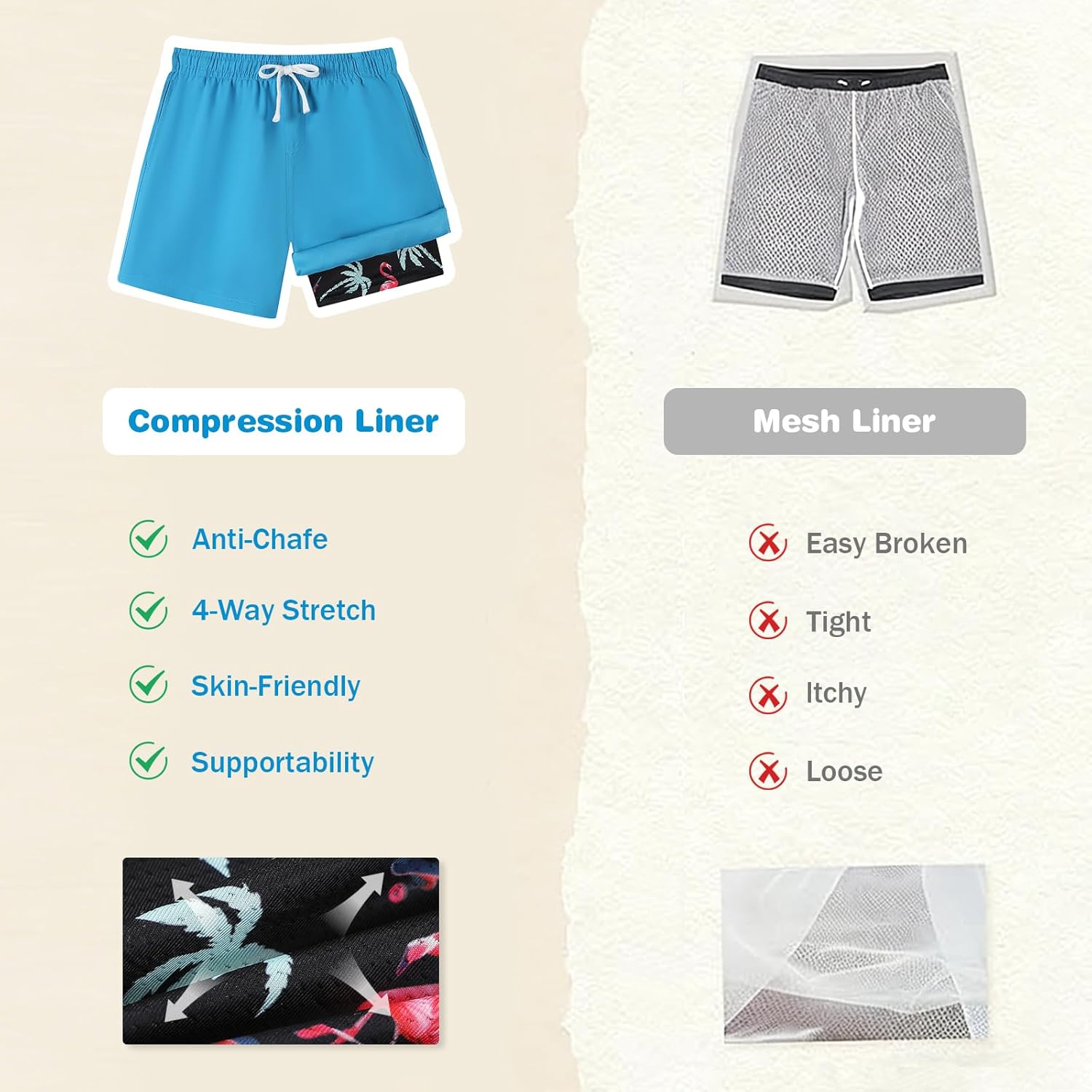 westwolf 6-18T Boys Swim Trunks for Teen 2 in 1 Bathing Suits Board Shorts with Compression Liner - Image 3