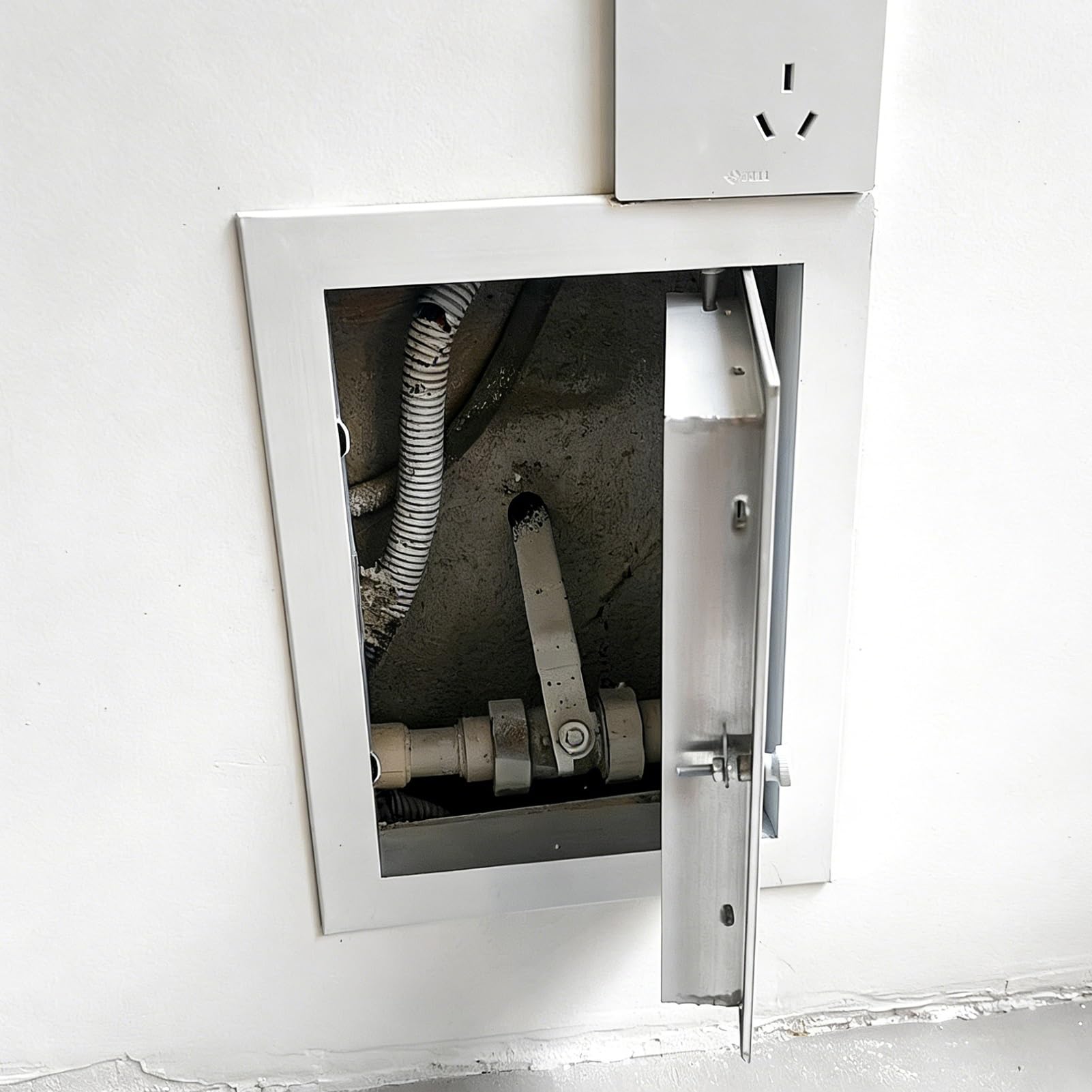 Lonmrrton One Color White Access Panel Inspection Hatch Revision Door With Twist Handle, 24"X20"/28"X28"/36"X48" Wall Hole Cover Plate For Plumbing, Electricity, Heating, Alarm(24X24in/61X61cm)