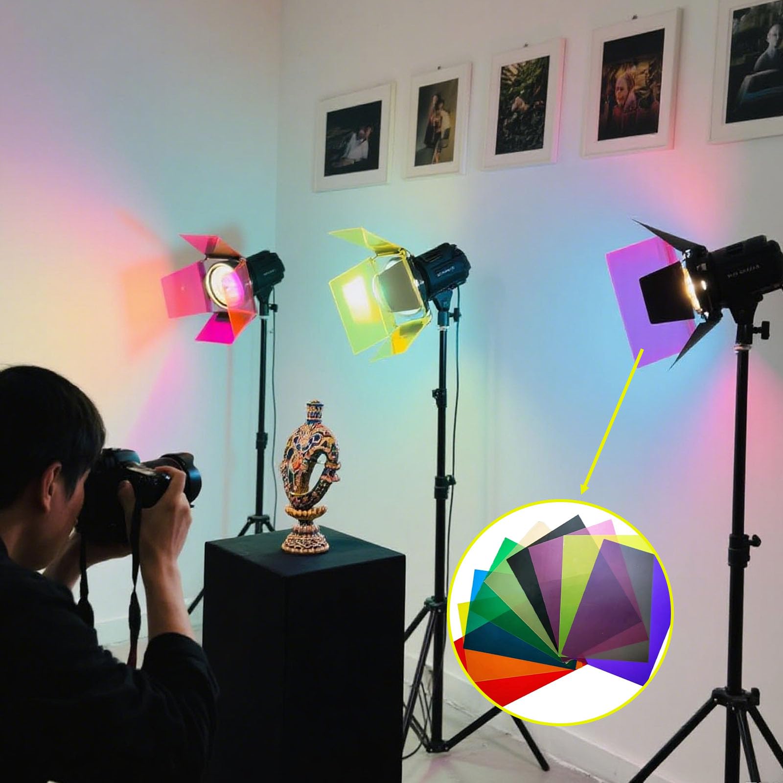 20 sztuk korekcji kolorów, żelowy filtr światła, kolorowe folie żelowe, do reflektorów, fotografii, studia fotograficznego, LED (10 kolorów)