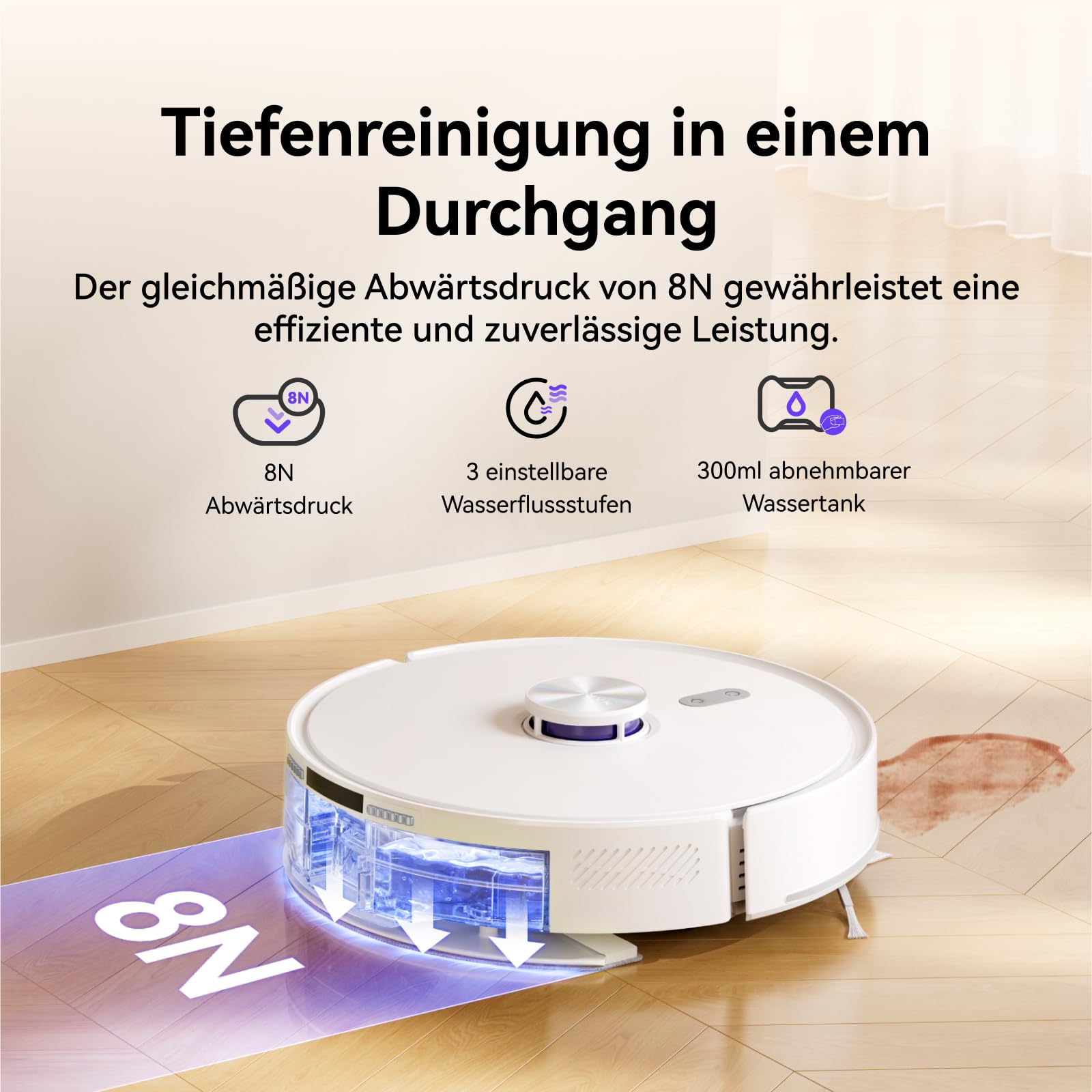 NARWAL Freo S Saugroboter mit Wischfunktion, 8000Pa, 8N Reinigungsdruck, Auto-Entstaubungsstation 3.5L, LDS-Lasernavigation und 3D Mapping