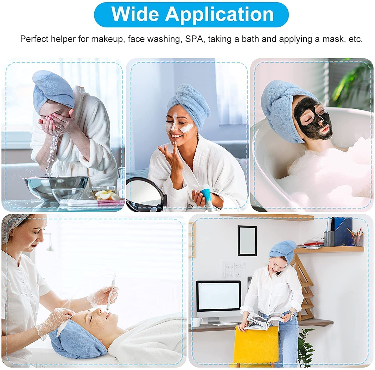 Fuelbyte Hair Towel Wrap Absorbent Towel Hair-Drying Bathrobe Magic Hair Warp Towel Super Quick-Drying Microfiber Bathing Cap for Women(Multicolor) 2