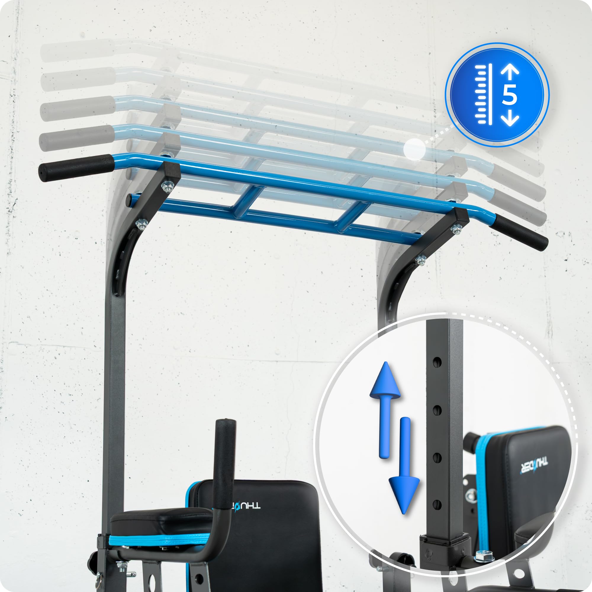 THUNDER Power Tower Dip Station - Stazione per trazioni, attrezzo per fitness a casa