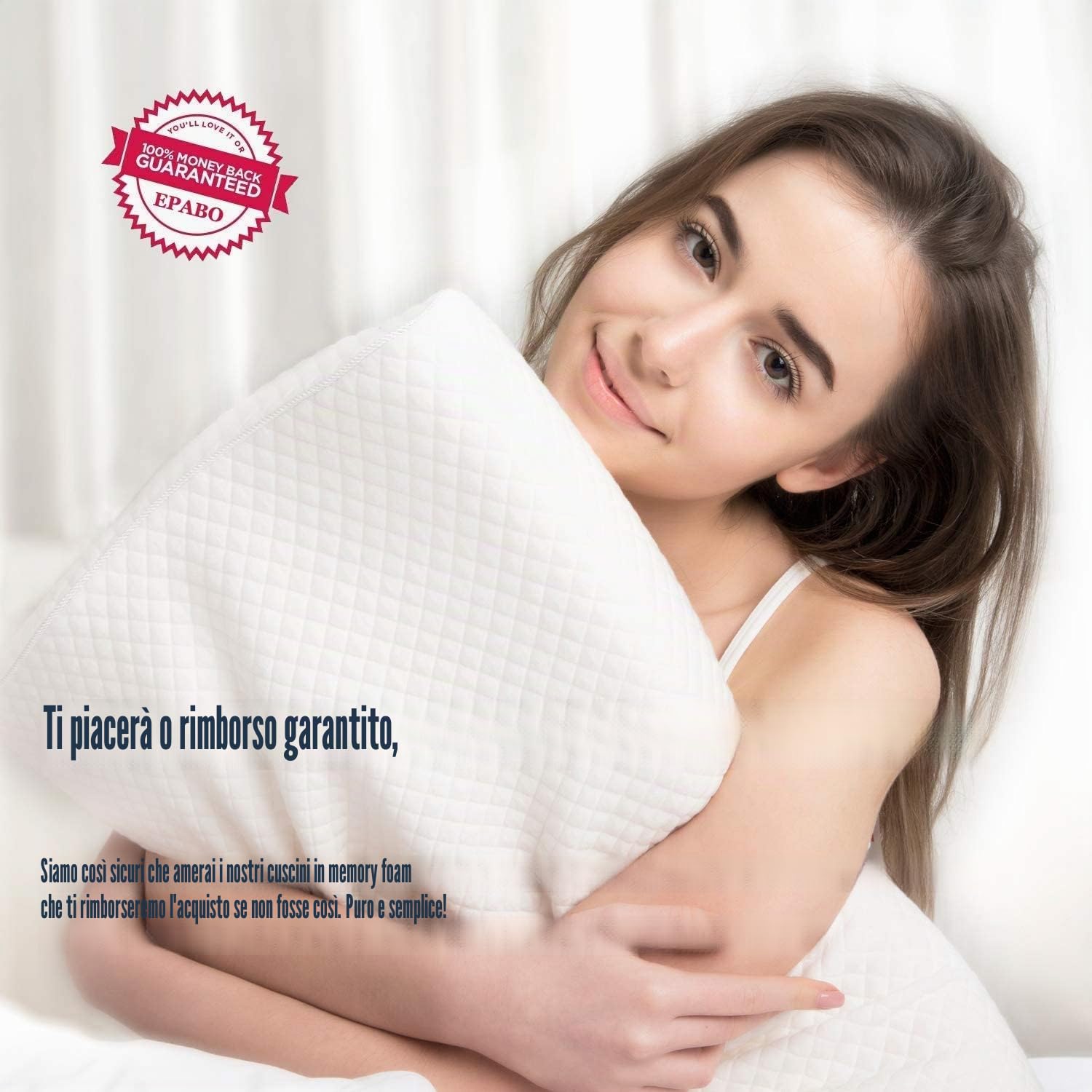 EPABO Contour - Cuscino ortopedico in memory foam, cuscino cervicale ergonomico per dolori cervicali, per chi dorme sul fianco, per chi dorme sulla schiena e sullo stomaco, federa inclusa (Firm